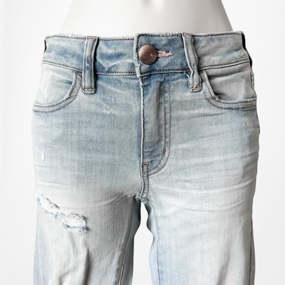 American Eagle Outfitters Light Wash Distressed Ripped Knees Skinny Jeans 00S - Picture 5 of 8